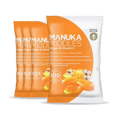 4 x Manuka-Honig & Ingwer Lutschbonbons